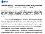 Resenha do artigo: “O mito da fuga de capitais. Tributos estaduais mais altos aumentam receita, não migração”